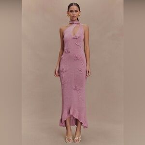 Meshki Celestino Floral Metallic Knit Maxi Dress - Pink